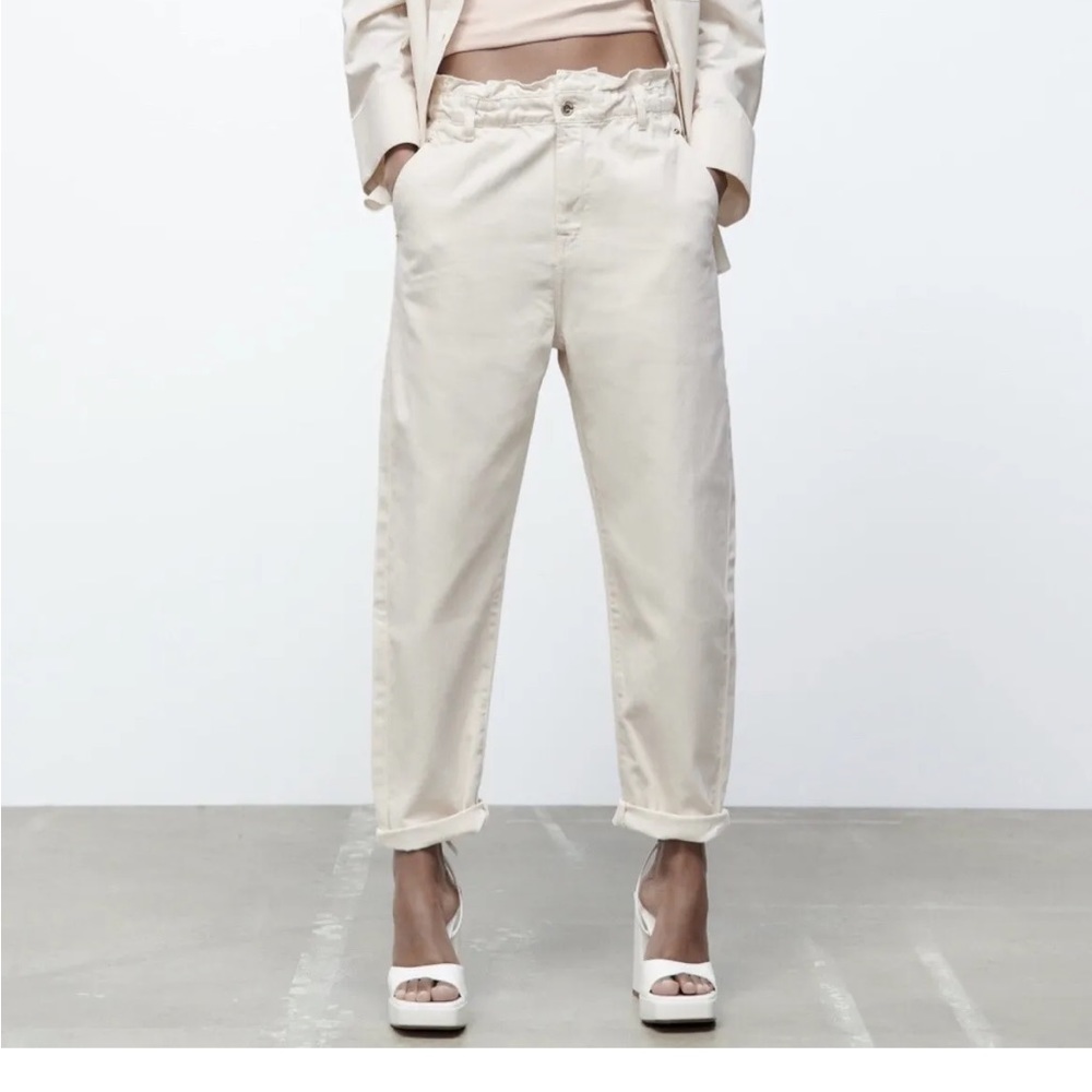 Zara baggy fit paper bag pants